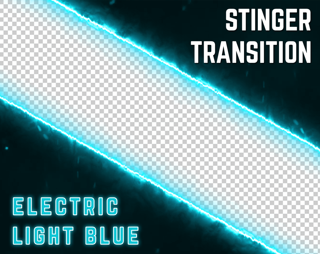 Light Blue Electric Neon Stinger Transition for streaming