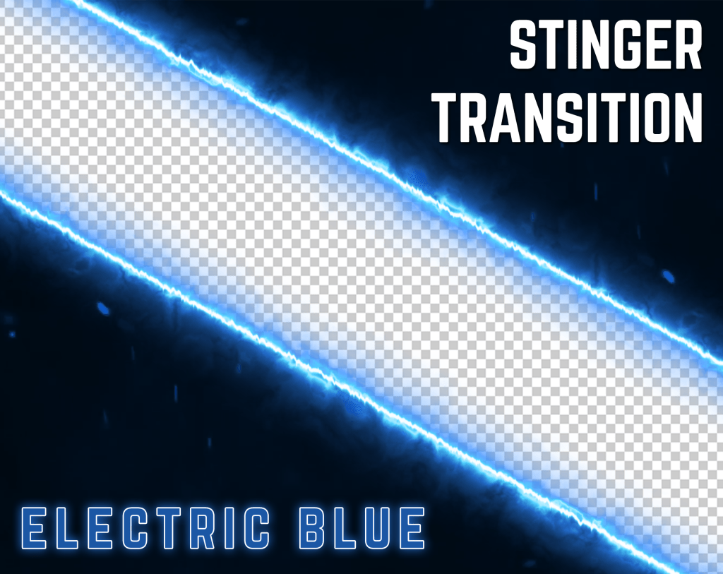 Blue Electric Neon Stinger Transition for streaming