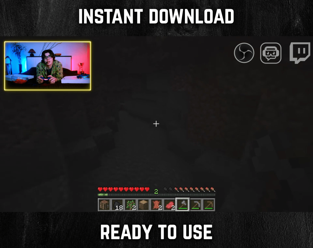 Yellow Neon webcam frame overlay for streaming on twitch