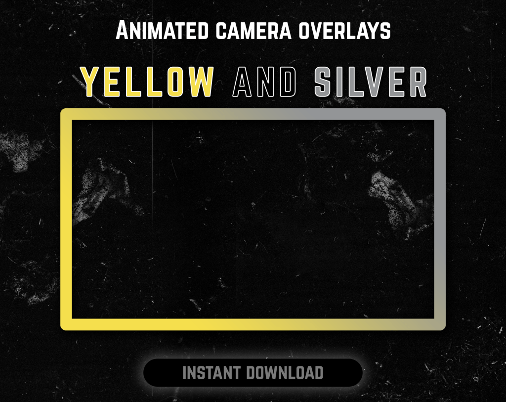 Yellow and Silver webcam frame overlay for streaming on twitch