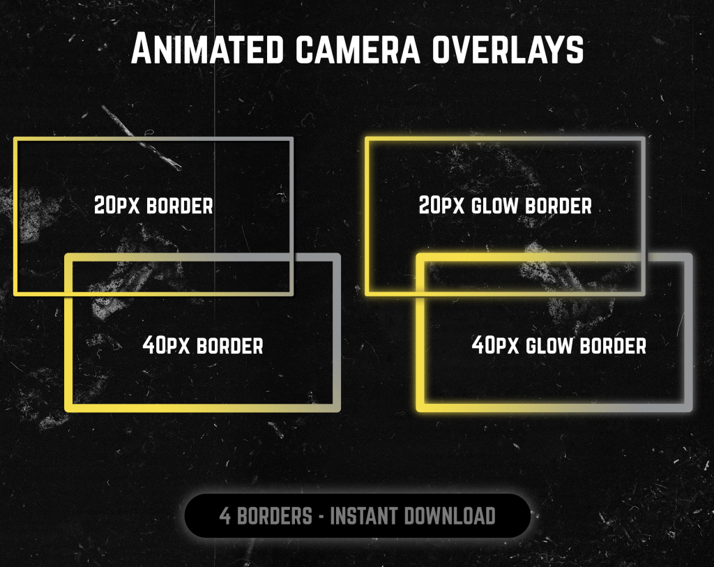 Yellow and Silver webcam frame overlay for streaming on twitch