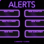 Twitch Stream Alerts with purple neon color
