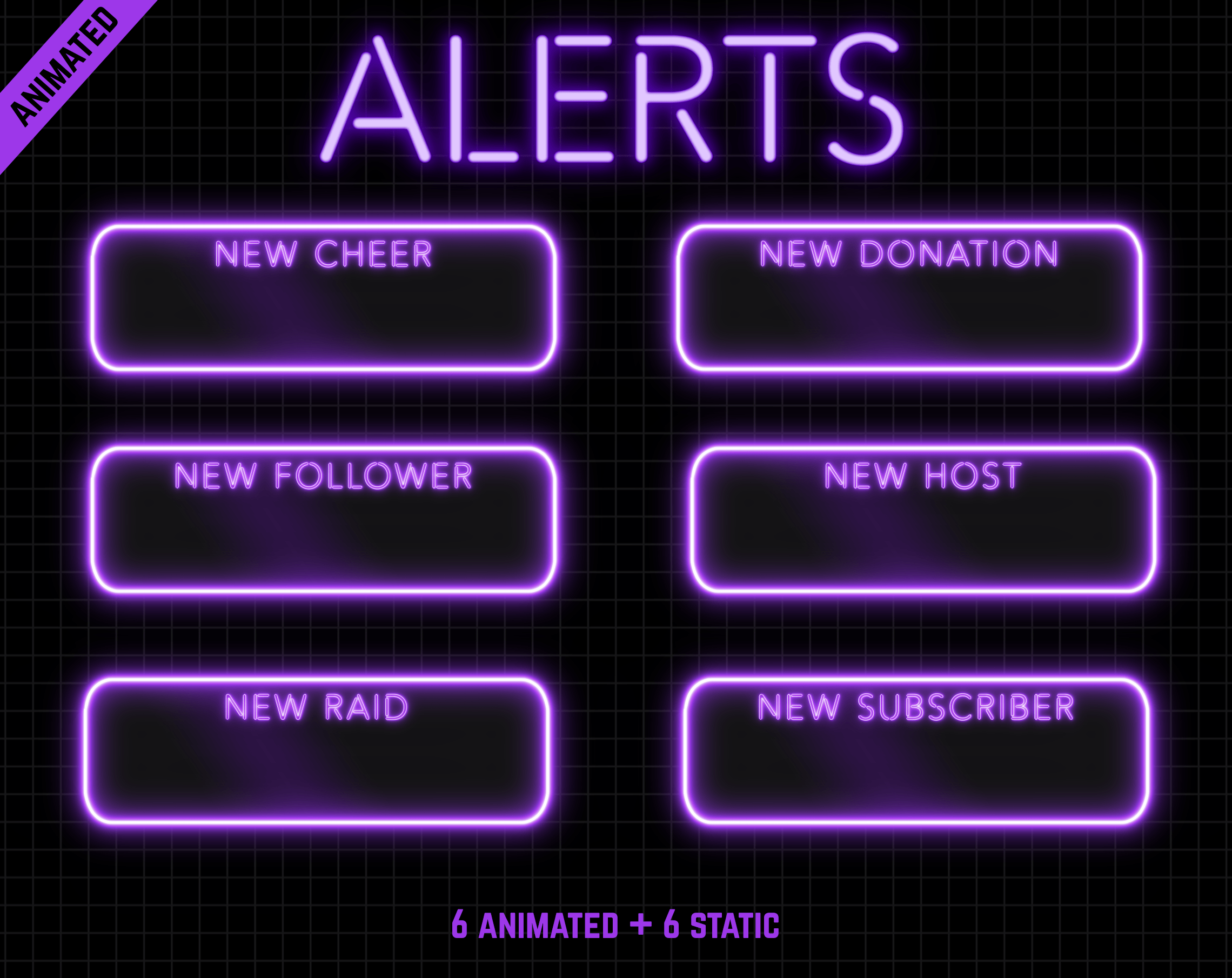 Twitch Stream Alerts with purple neon color