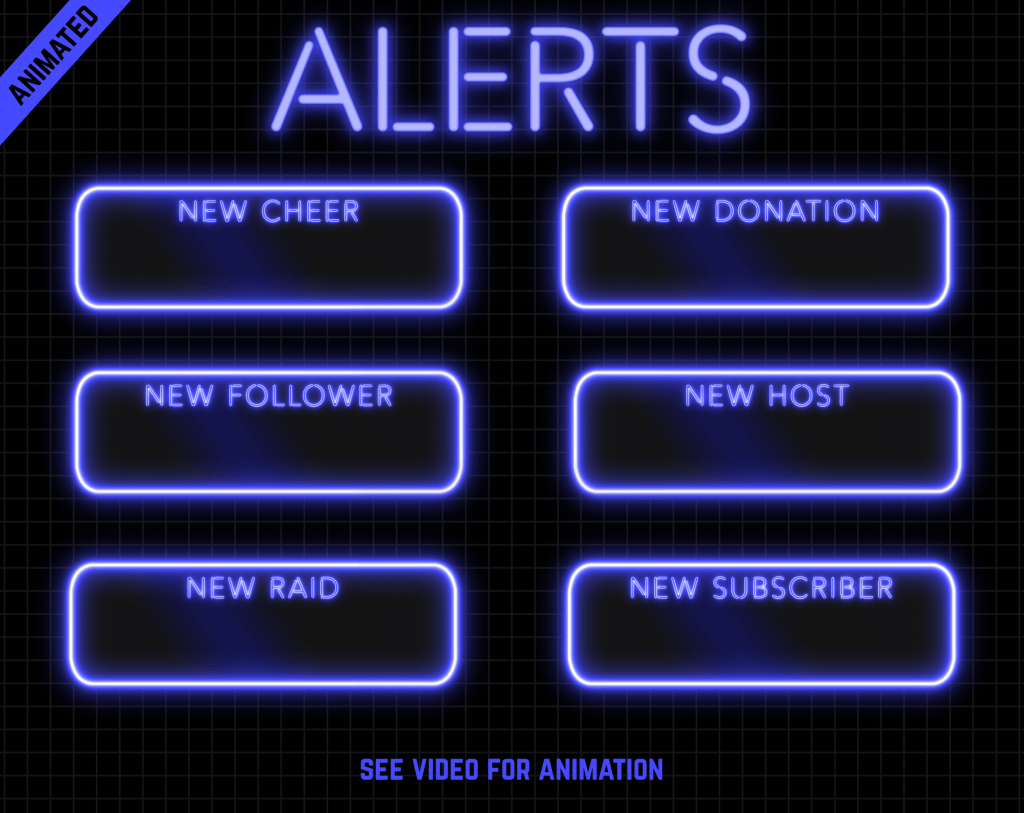 Twitch Stream Alerts with blue neon color