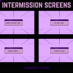 Animated stream intermission screens in purple retro computer style