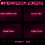 Animated stream intermission screens in red neon style