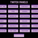 Twitch Panels in purple retro computer style