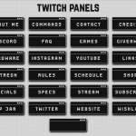 Twitch Panels in dark retro computer style