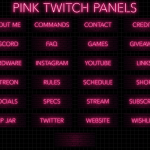 Twitch Panels in pink neon color