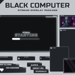 Black Computer - Black Twitch Overlay Package